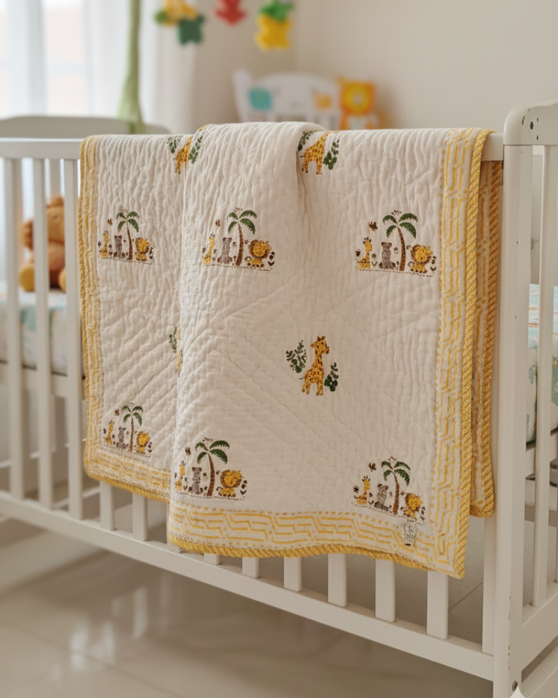 Jungle Love - Hand Blocked Baby Quilt