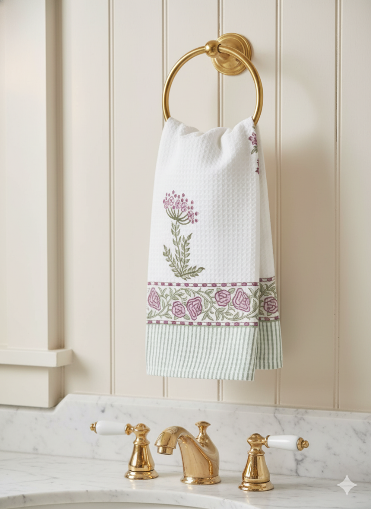 Blush Bloom Hand Blocked Bath Towel Set