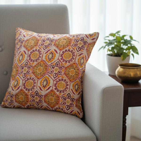 Coral Charm Reversible Print - Quilted Cushion Cover