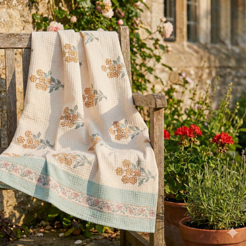 Sunlit Charm Hand Blocked Bath Towel