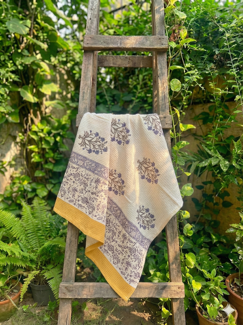 Blue's Paradise Hand Blocked Bath Towel