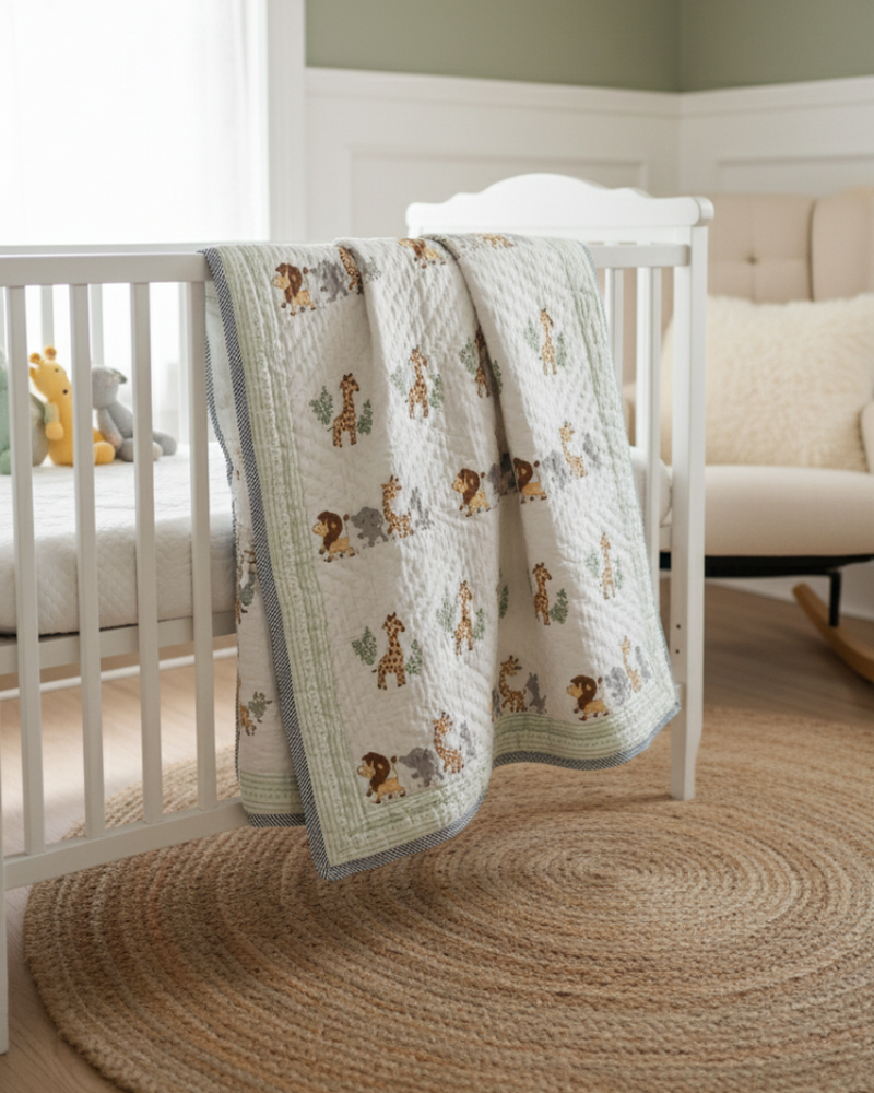 Safari Love - Hand Blocked Baby Quilt