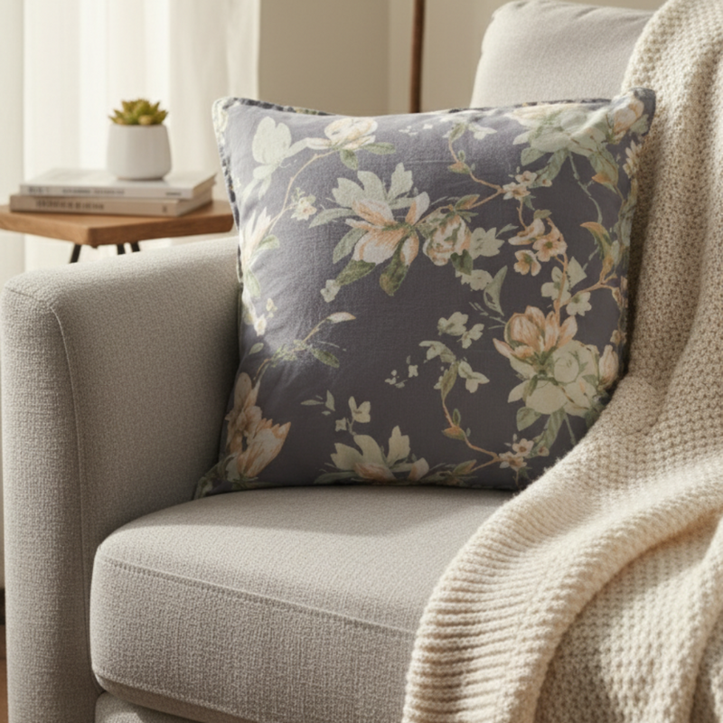 Gulmohar Hand Blocked Cushion Cover