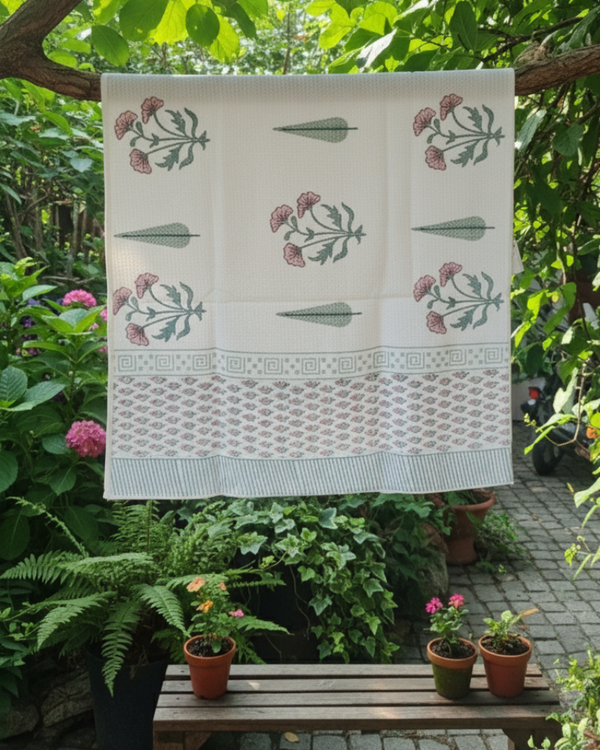 Aangan Bloom Hand Blocked Bath Towel