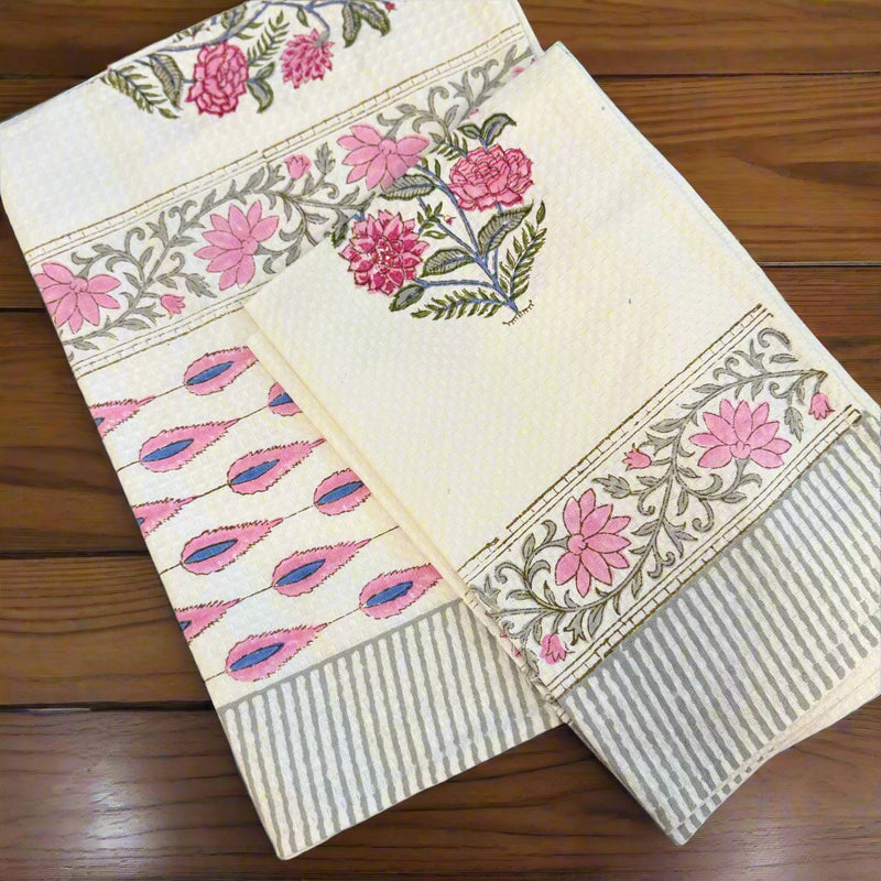 Pink Love Hand Blocked Towel Set