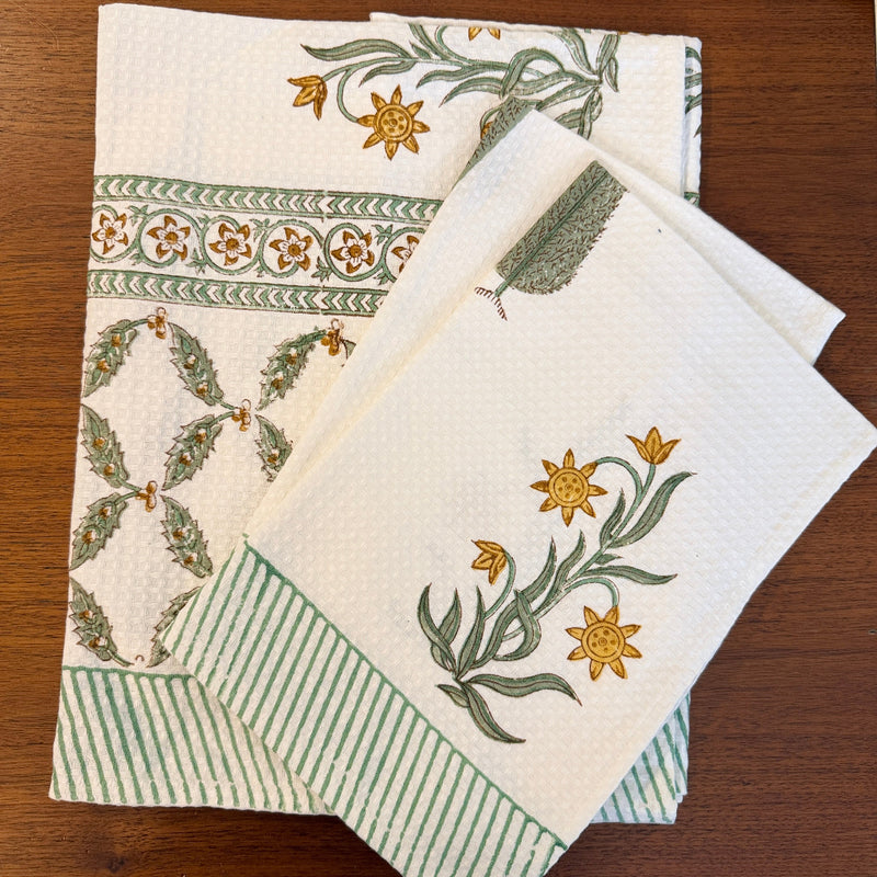 Flora and Fauna Hand Blocked Towel Set