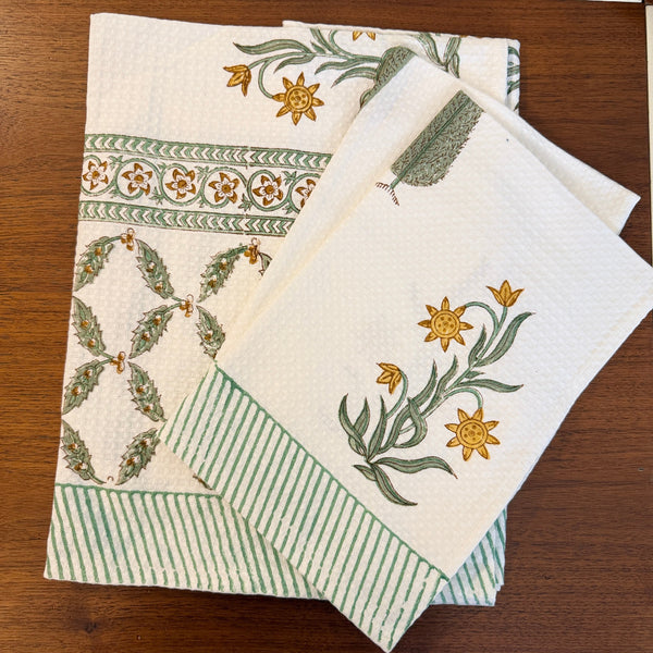 Flora and Fauna Hand Blocked Bath Towel Set