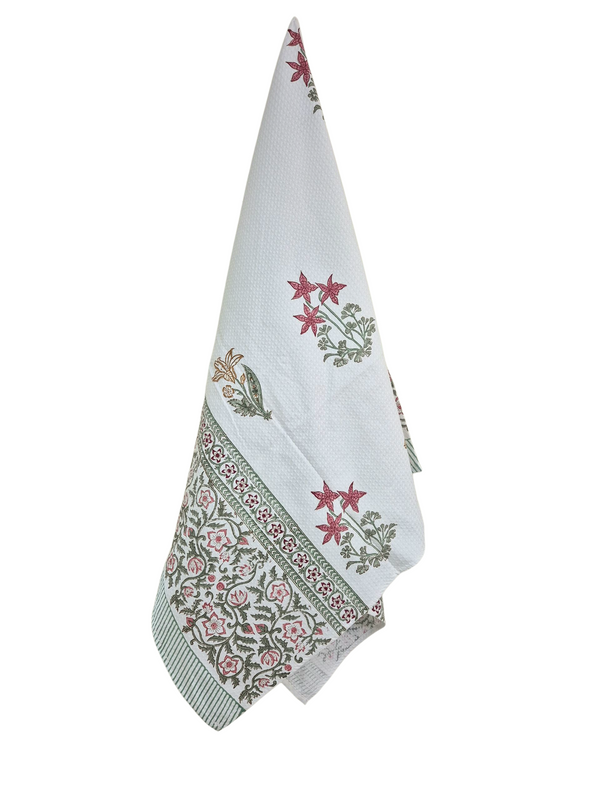 Flower Motif Hand Blocked Towel Set