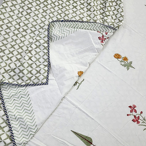 Double Bed Indian Cotton Dohar - Floral Print