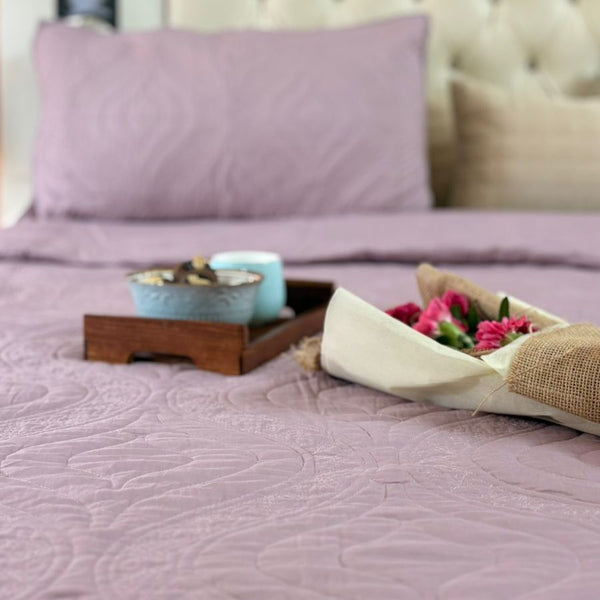 Lilac Whisper - Hand Blocked Quilted Bedcover