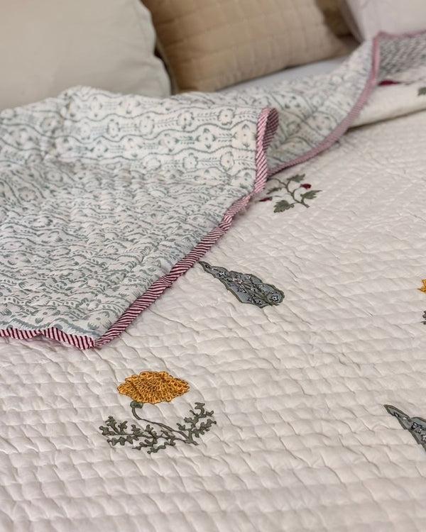 Mughal Mirage - Double Hand Blocked and Reversible Quilt