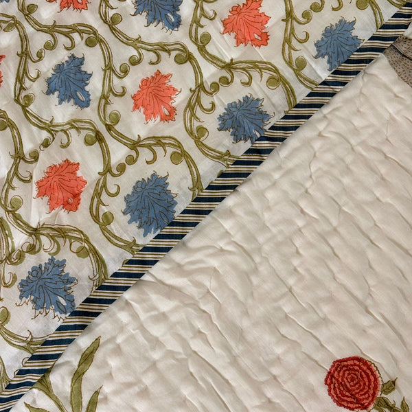 Gulmohar Lane - Single Hand Blocked Reversible Jaipuri Quilt