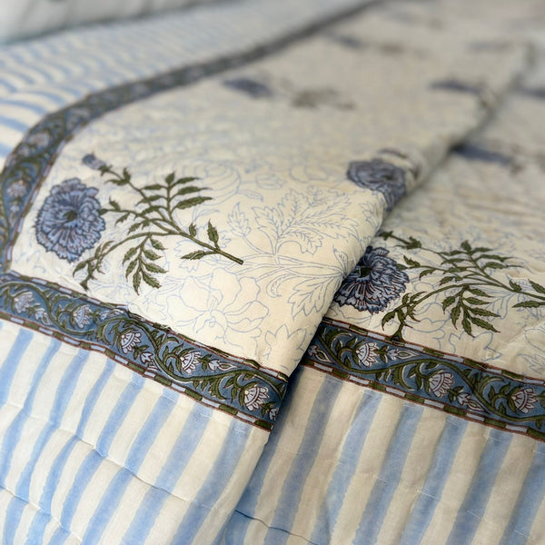 Charming Blue - Double Hand Blocked Reversible Quilt