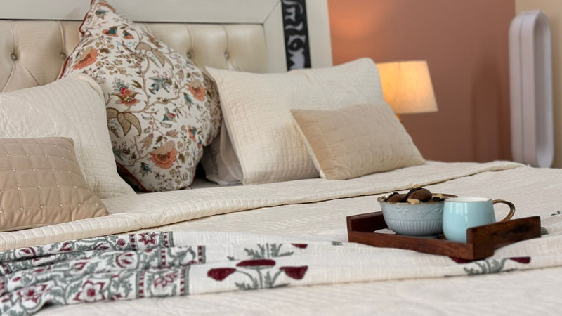 Whites of Italy - Hand Blocked Quilted Bedcover