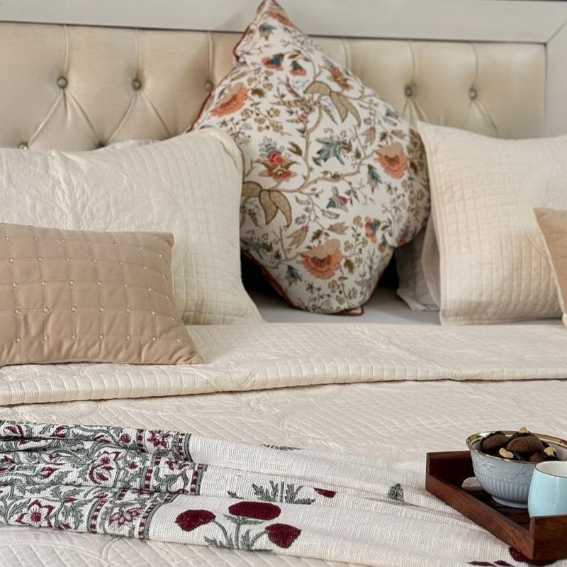 Whites of Italy - Hand Blocked Quilted Bedcover