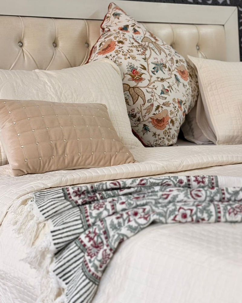 Whites of Italy - Hand Blocked Quilted Bedcover