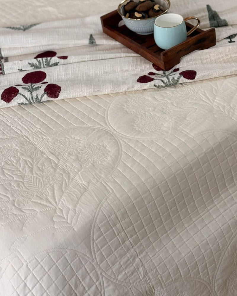 Whites of Italy - Hand Blocked Quilted Bedcover