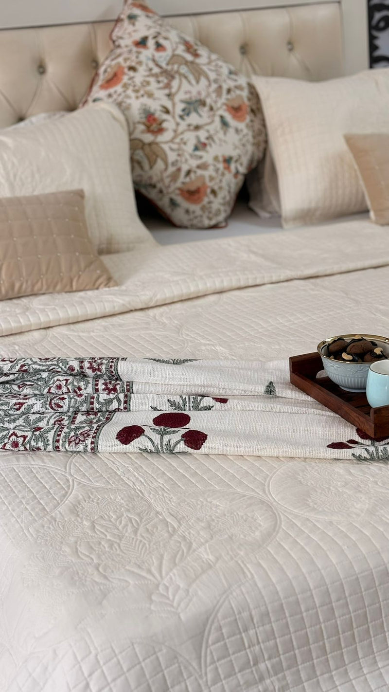 Whites of Italy - Hand Blocked Quilted Bedcover