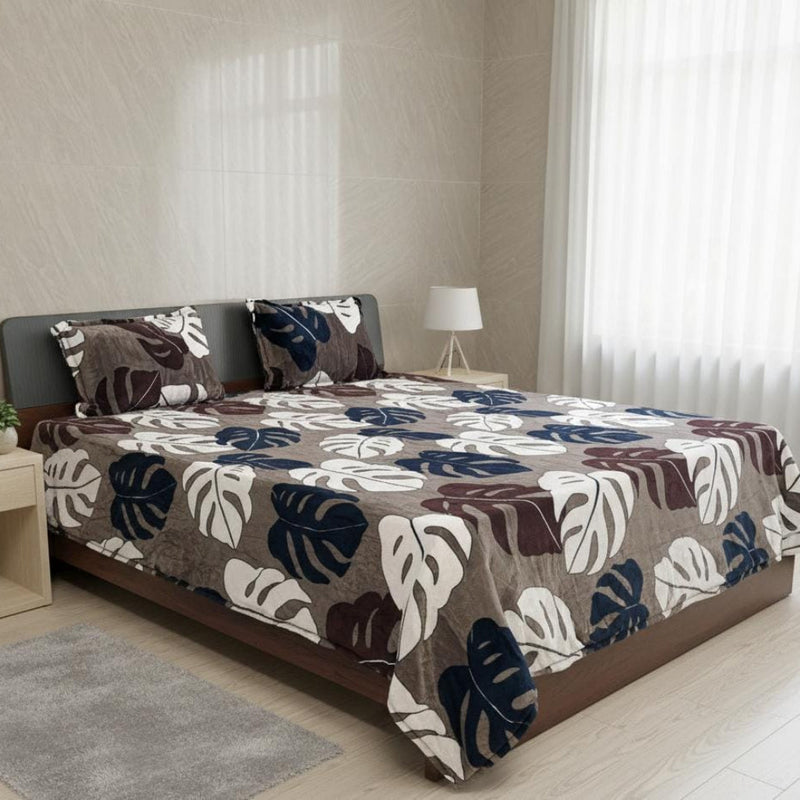 Leafy Print Warm Bedsheet