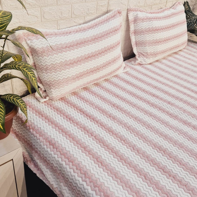 Pink Striped Pattern Warm Bedsheet