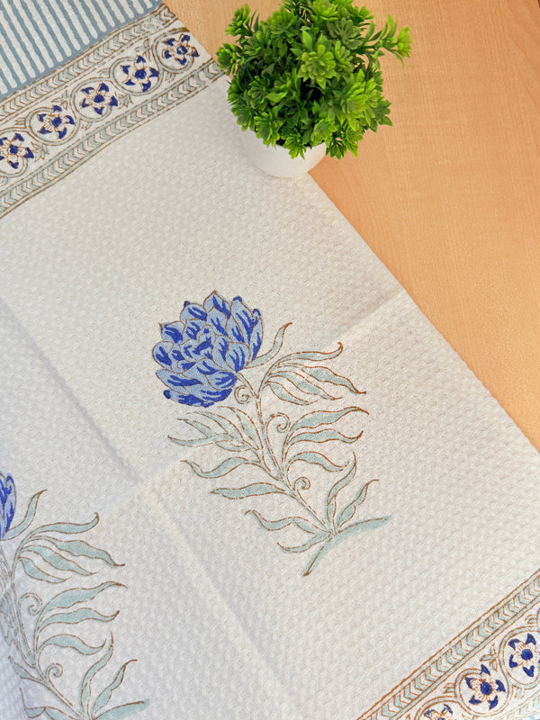 Blue Floral Charm Hand Blocked Hand Towel