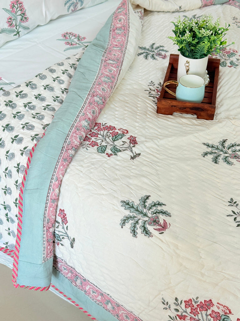 Floral Ensemble Single Hand Blocked Quilt