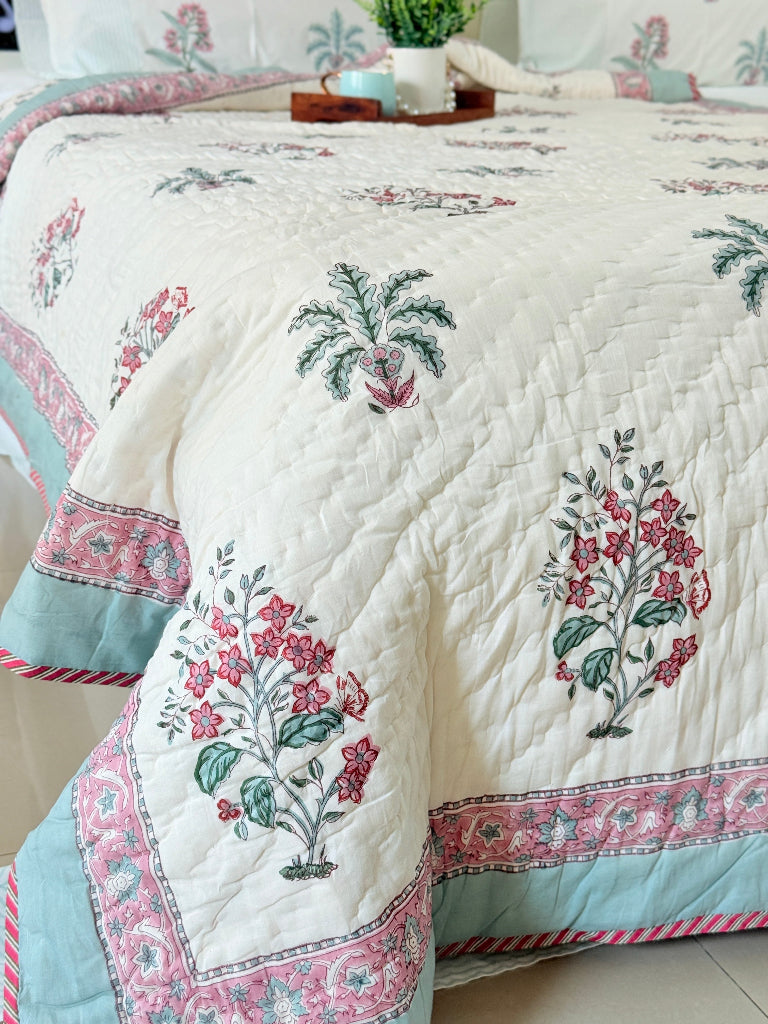 Floral Ensemble Single Hand Blocked Quilt