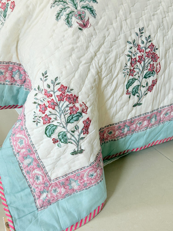 Floral Ensemble Single Hand Blocked Quilt