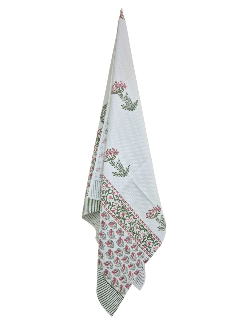 Leafy and Floral Print Hand Blocked Towel