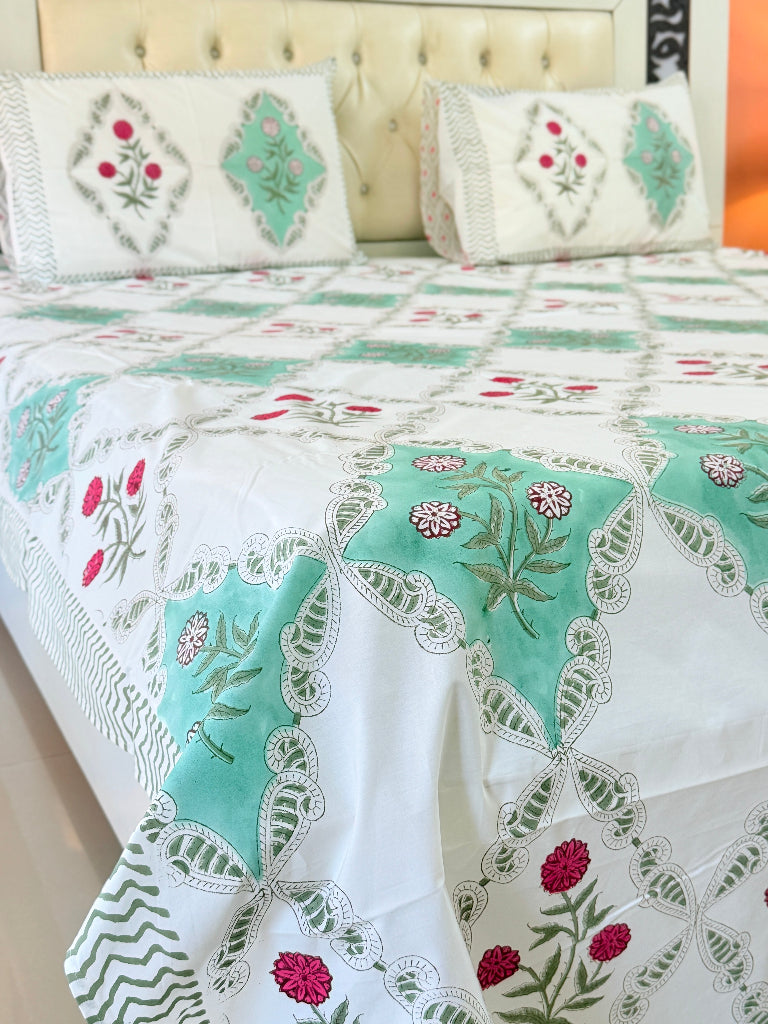 Enchanting Flowers Hand Blocked Sheet