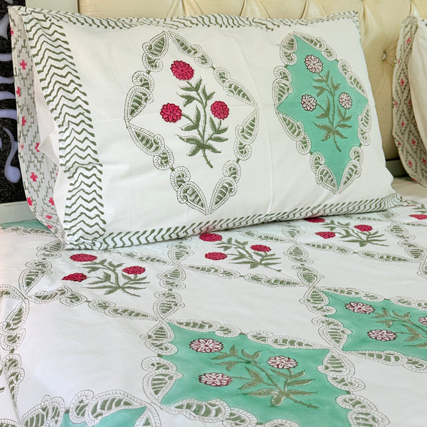 Enchanting Flowers Hand Blocked Sheet