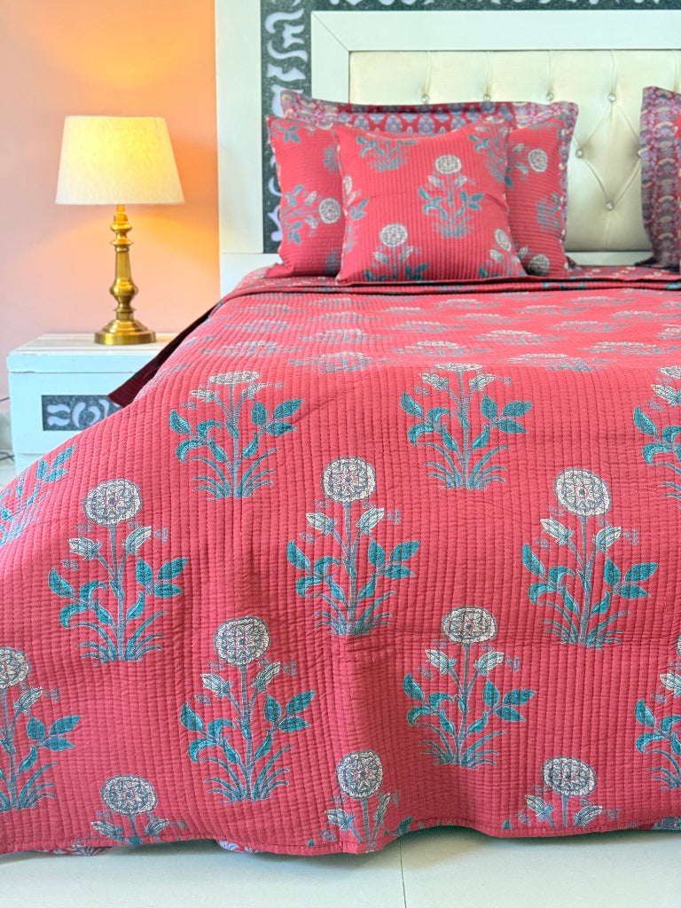 The Festive Charm - Ajrakh Quilted Bedcover