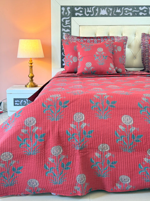 The Festive Charm - Ajrakh Quilted Bedcover