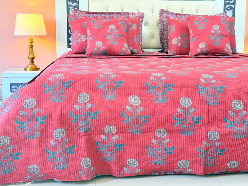 The Festive Charm - Ajrakh Quilted Bedcover
