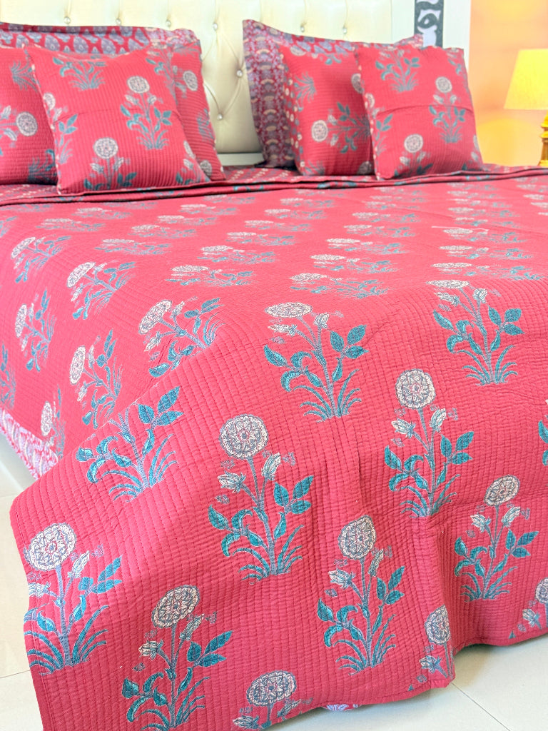 The Festive Charm - Ajrakh Quilted Bedcover