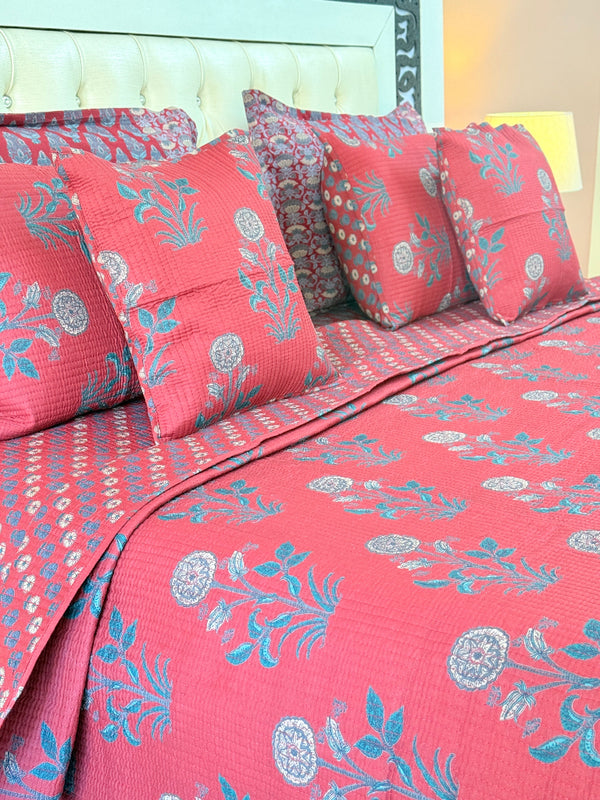 The Festive Charm - Ajrakh Quilted Bedcover