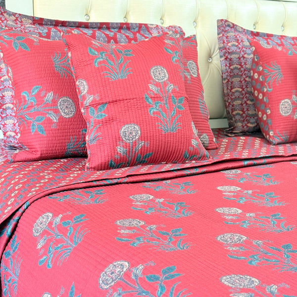 The Festive Charm - Ajrakh Quilted Bedcover