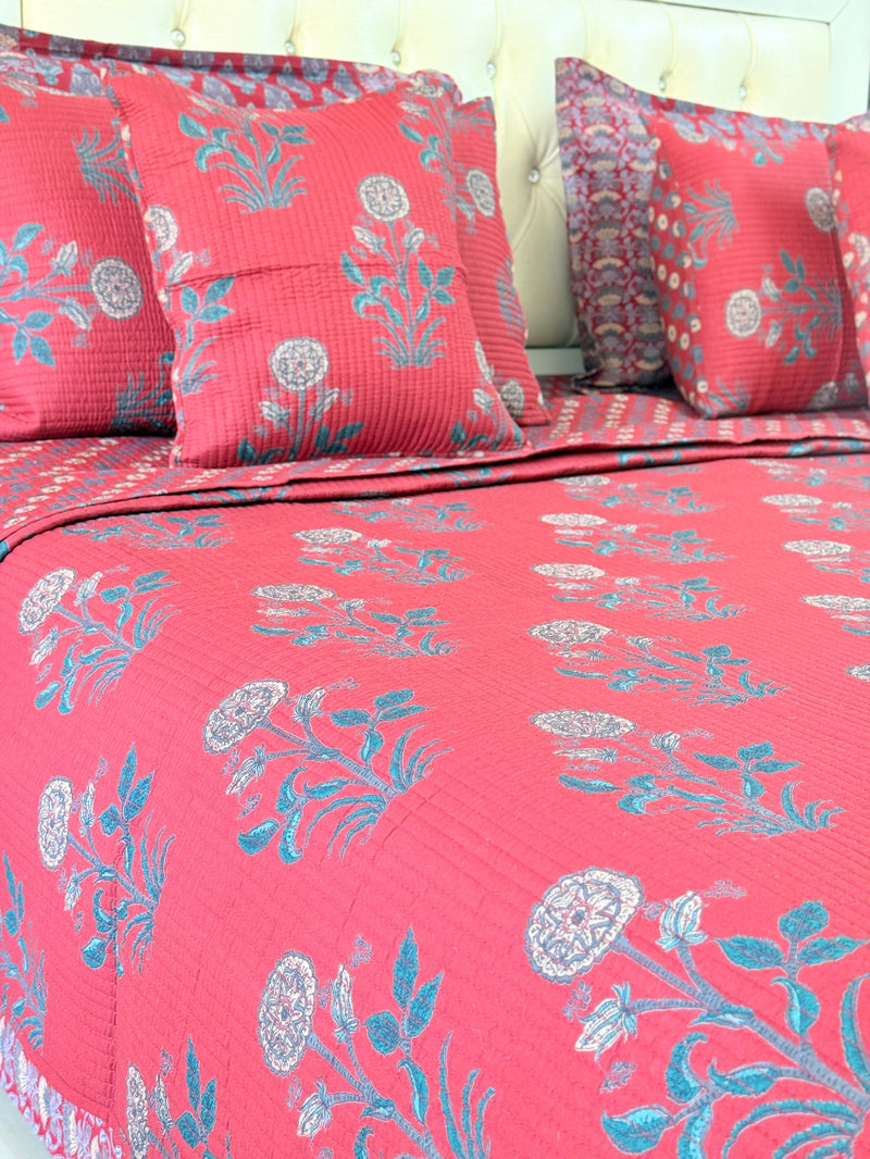 The Festive Charm - Ajrakh Quilted Bedcover