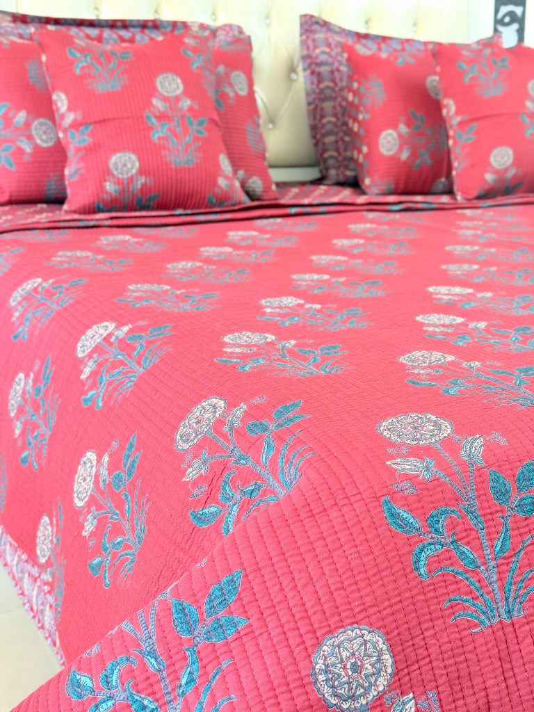 The Festive Charm - Ajrakh Quilted Bedcover