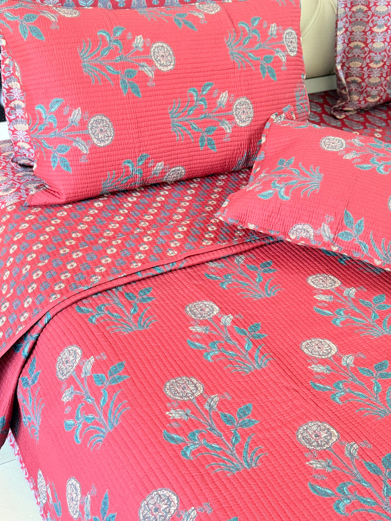 The Festive Charm - Ajrakh Quilted Bedcover