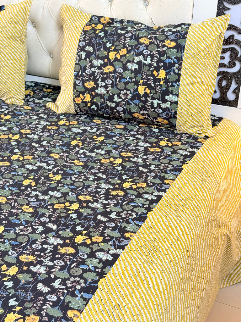 Ebony Gold Ajrakh Print Bedsheet