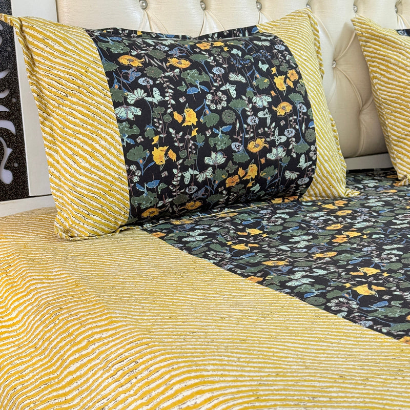 Ebony Gold Ajrakh Print Bedsheet