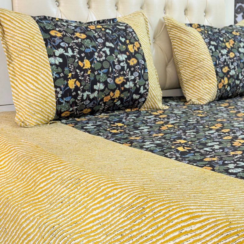 Ebony Gold Ajrakh Print Bedsheet