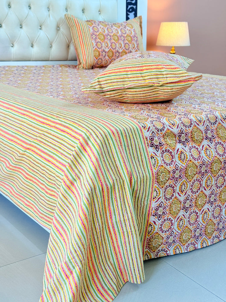 Marigold Meadow Ajrakh Hand Blocked Sheet