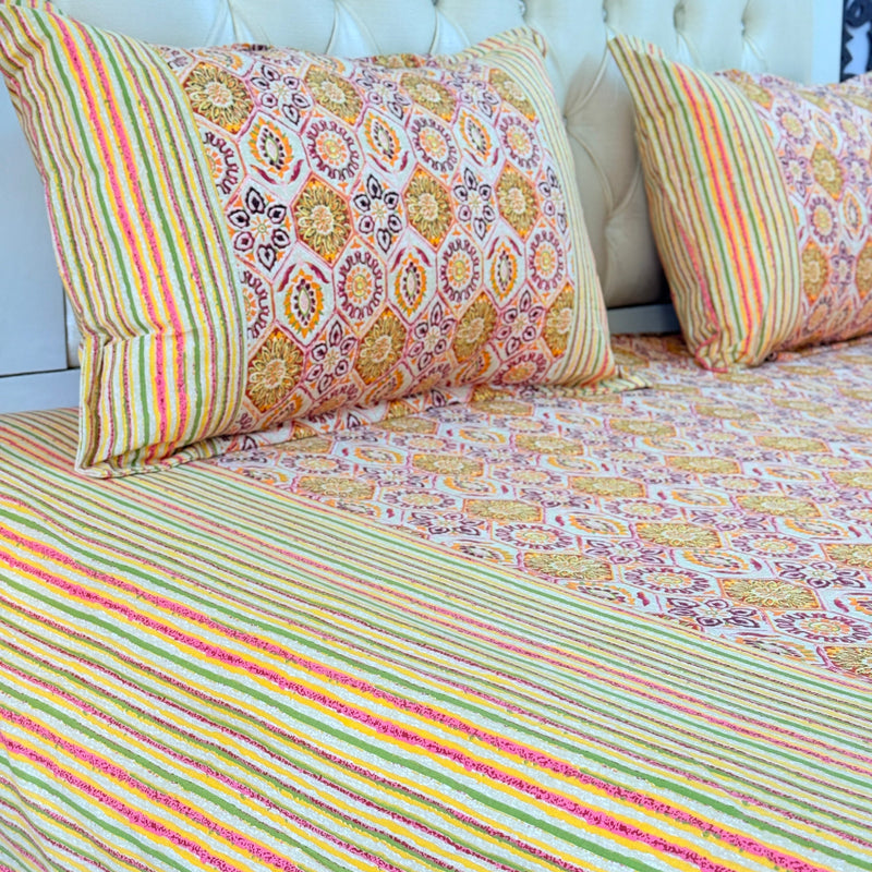 Marigold Meadow Ajrakh Hand Blocked Sheet