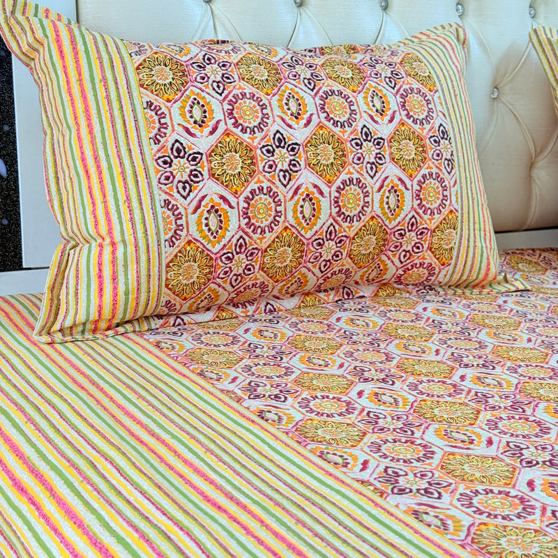 Marigold Meadow Ajrakh Hand Blocked Sheet