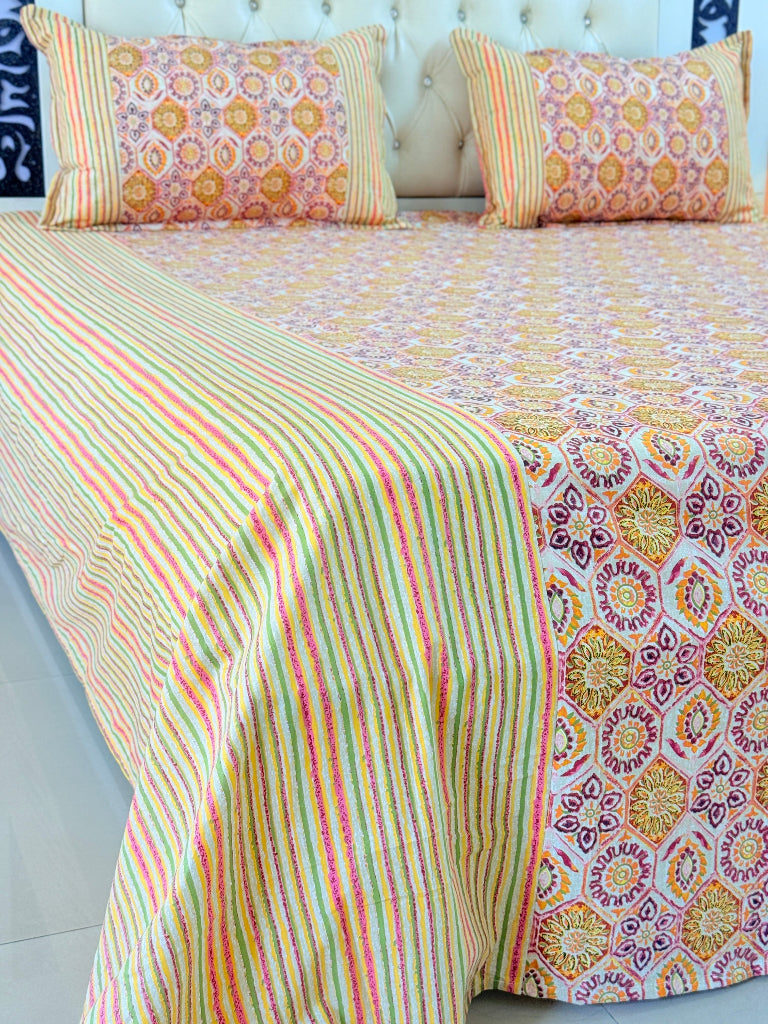 Marigold Meadow Ajrakh Hand Blocked Sheet