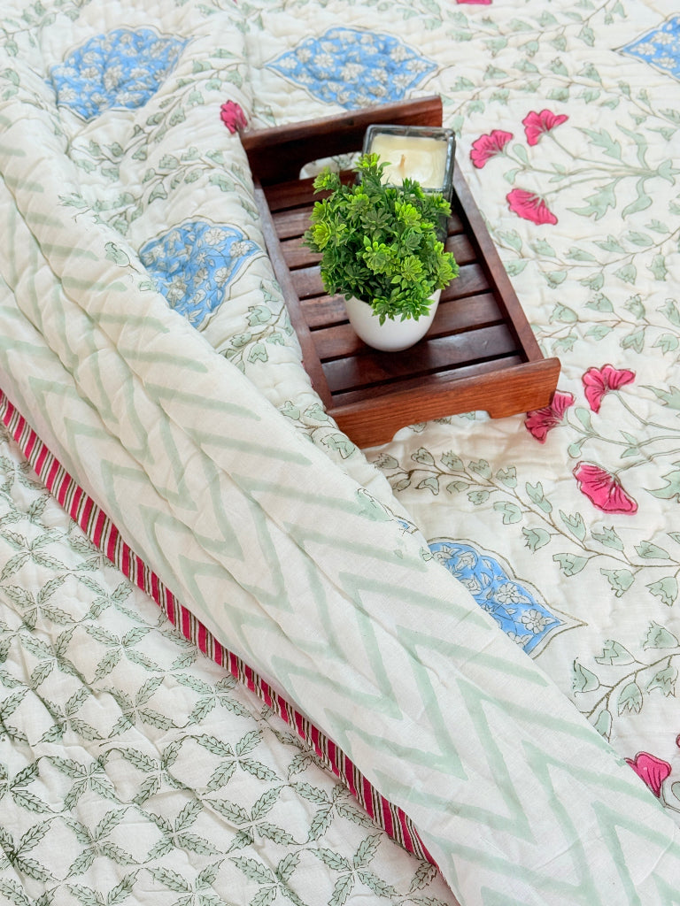 Bagh-e-Bliss Double Hand Blocked Quilt