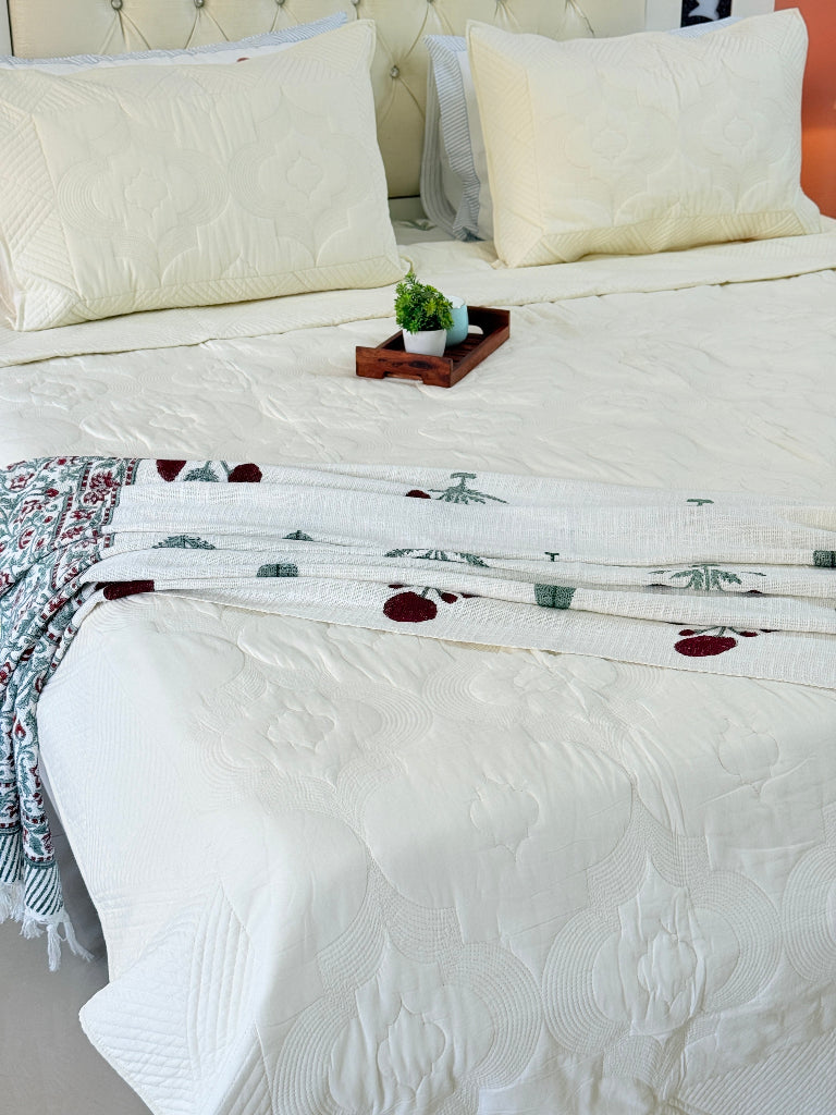 Whites of Italy - Embroidered Quilted Bedcover