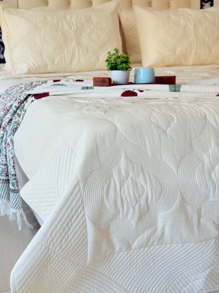 Whites of Italy - Hand Blocked Quilted Bedcover